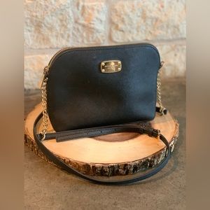 Michael Kors Crossbody Purse - Black With Gold Chain